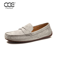 CCE真皮復古一腳蹬豆豆鞋懶人鞋透氣舒適耐磨大碼休閑開(kāi)車(chē)鞋2825 灰色 44