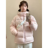 以純白色羽絨服短款女2024冬季連帽寬松面包服保暖情侶小個(gè)子加厚外套 粉色【升級(jí)加厚連帽款】 M 100-120斤