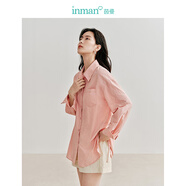 茵曼（INMAN）法式碎花高級感2025夏女新款休閑中長(cháng)吊帶連衣裙子 防曬襯衫-水蜜桃 -18424160 S