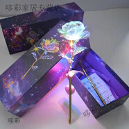 維諾亞七彩炫光玫瑰花變幻星空彩金玫瑰花浪漫永恒情侶高顏值情人節(jié)禮物 七彩玫瑰花+暖燈+星空禮盒+禮袋