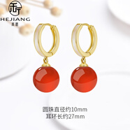 禾匠珍珠耳環(huán)女2025年新款潮流耳飾小眾高級感耳釘簡約氣質(zhì)輕奢耳墜 金色紅瑪瑙耳環(huán)10mm