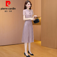 皮爾卡丹（pierre cardin）廣州十三行連衣裙2025新款女夏季小個(gè)子氣質(zhì)國風(fēng)媽l媽改良旗袍針 粉色 XL 【建議116-125斤左右】