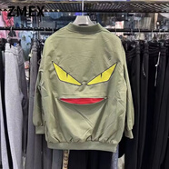 ZMEX棒球服男春秋季新款韓國ins小怪獸拉鏈寬松飛行員夾克男女外套同 小怪獸綠色外套[] M 90-105斤