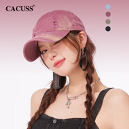 CACUSS棒球帽女春夏時(shí)尚鴨舌帽男破洞軟頂帽子女戶(hù)外遮陽(yáng)太陽(yáng)帽 豆沙色 均碼 57-59cm