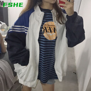 FSHE春秋薄外套女潮ins夏季衣新款韓版寬松BF學生百搭原宿棒球服 017白色 L 115-130斤