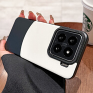 小米(MI)薄雙拼撞色小米15手機殼新款納帕皮xiaomi14pro玄武素皮適用 【熊貓色】鋼碼鏡框 納帕皮拼接 小米15