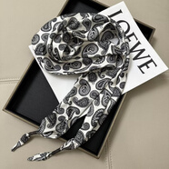 嬈蝶2025三角巾雙層緞面領(lǐng)巾女韓系小披肩柔軟麥穗頭巾護(hù)頸小絲巾 腰果米色 115