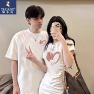 啄木鳥(niǎo)（TUCANO）一裙一衣情侶裝t恤男女款2025新款?lèi)?ài)心女裝夏季連衣裙T恤套裝 【小眾愛(ài)心】女白色連衣裙+男白 2XL M 女款M+男款XXL