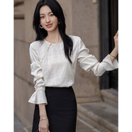 德瑪納【人間白月光】秋國風(fēng)新中式盤(pán)扣喇叭袖襯衫浪漫碎花襯衣女上衣