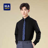 海瀾之家（HLA）長(zhǎng)袖襯衫男春季新款正裝襯衫休閑輕商務(wù)襯衣男通勤順滑挺括易打理 黑色41 38 /165/84A