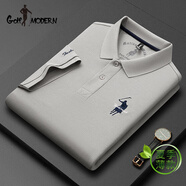 GOLF MODERN高爾夫服裝男裝t恤polo衫男短袖純棉夏季高端男士半袖體恤保羅t恤 米灰8530 3XL