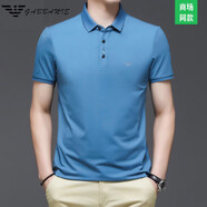 FALAMONE阿瑪尼2025夏季新款棉短袖T恤男士純色翻領體恤POLO衫 蘭色 8811 XL 175/52
