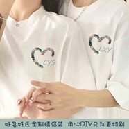 love legend情侶裝短袖t恤夏季半袖不一樣的情侶款字母DIY定制寬松休閑團體服 愛心  白色男生 XL （建議130-150斤）
