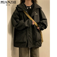 棉致美式防雨登山機能沖鋒衣女潮流寬松短外套春秋季新款三合一軟殼 533黑色【高品質(zhì)38.5】 2XL 130-145斤