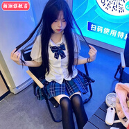 柏潮夏季日系學院風jk制服套裝襯衫百褶裙收腰泡泡袖修身襯衣女 收腰襯衫單件 S