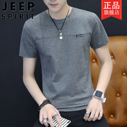 吉普（JEEP）男士短袖2025新款夏季男裝夏裝薄款上衣服半袖純棉體T恤夏天潮流 QY639深灰 【建 議：85斤至100斤】 M
