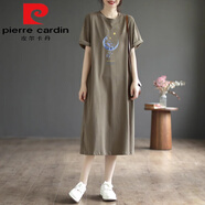皮爾卡丹（pierre cardin）2025新款歐貨高端女裝時(shí)尚氣質(zhì)通勤中長(zhǎng)裙純棉寬松口袋T恤連衣裙 咖色【月亮鯨魚藍(lán)】今年流行的輕 M 建議115斤內(nèi)