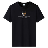 BINYUXD夏裝新款純棉短袖男T恤韓版修身半袖大碼體恤潮流上衣服 T5154黑色 S (建議80-105斤 )