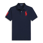 POLO SPORT美國(guó)拉夫勞倫小馬標(biāo)短袖體恤男士翻領(lǐng)純棉新款Polo衫大碼休閑男裝 寶藍(lán)色紅標(biāo) XL XXL/180-200斤