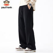 大嘴猴（paul frank）褲子男士秋冬季寬松休閑褲男褲直筒闊腿衛褲男運動(dòng)褲 黑色 XL
