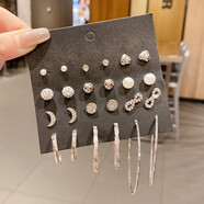 十方秀才小眾氣質(zhì)女耳釘2024年新款高級感耳環(huán)套裝組合耳飾 銀色耳圈十二件套