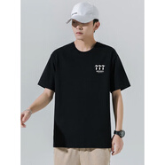 A21以純官網(wǎng)旗營店純棉短袖t恤男夏季新款寬松圓領(lǐng)半袖體恤衫潮流上 以純-黑色 M