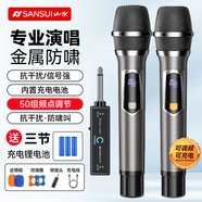山水（SANSUI）山水麥克風(fēng)無線麥克風(fēng)話筒家用唱歌K歌一拖二戶外舞臺音響ktv麥克風(fēng)主持會議卡拉OK直播