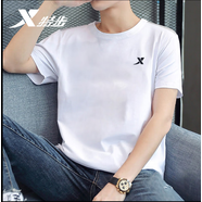 特步（XTEP）男裝短袖圓領(lǐng)T恤春夏季新款透氣休閑上衣速干t恤半袖訓(xùn)練運(yùn)動(dòng)服 白色 L 175