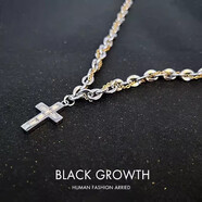 銀千惠唯一美式項鏈男十字架吊墜項鏈男嘻哈潮流嘻哈高級感多層纏繞鎖骨鏈十
