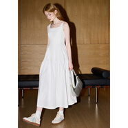 庫恩瑪維（KUHNMARVIN）【 棉100%】法式初戀吊帶連衣裙女2025夏新款無(wú)袖連衣裙K37800 白色 S