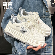 森馬女鞋厚底小白鞋女2025夏季新款休閑鞋女板鞋熊貓鞋透氣運(yùn)動鞋子女 w385米銀 37 (235mm)