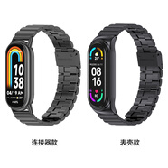 米布斯適用小米手環(huán)10/9/8/7/6/5/4表帶腕帶金屬3NFC版卡扣磁吸四九手表帶配件運動(dòng)表鏈手鏈編織男女生CS 【竹節卡扣】黑 （表殼款）小米10/9（不含陶瓷版）