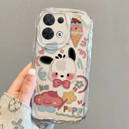 牛殼殼OPPOReno13手機(jī)殼小狗貓咪可愛(ài)女款CPH2689卡通透明軟膠全包新款 奶油紋透明[美食紳士狗]+鋼化 OPPOReno13