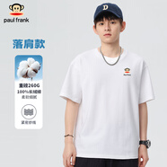 大嘴猴（paul frank）短袖t恤男夏季純棉上衣260g重磅寬松落肩純色休閑半袖體恤
