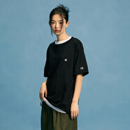 Champion冠軍t恤男2024春夏新款美式純棉情侶潮牌寬松短袖上衣 XL 黑色