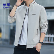 羅蒙（ROMON）外套夾克男士潮流時尚商務(wù)休閑棒球服立領(lǐng)上衣男裝KJ11卡其XL