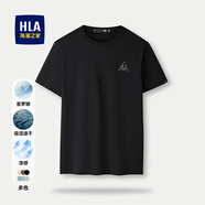海瀾之家（HLA）短袖t恤男夏季時(shí)尚印花百搭圓領(lǐng)短T打底上衣男裝潮牌休閑體恤衫男 黑色EA(索羅娜速干涼感) L 175/92A