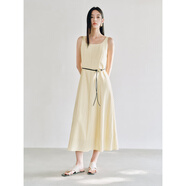 太平鳥(niǎo)女裝連衣裙無(wú)袖方領(lǐng)女夏法式A字吊帶裙長(cháng)款簡(jiǎn)約 洋甘菊 M