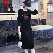 皮爾卡丹（pierre cardin）T恤裙純·棉大碼氣質(zhì)復古時(shí)髦長(cháng)款早秋女裝新款小眾設計感連衣裙 B2-3字母愛(ài)心 3XL 建議140-155斤