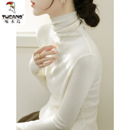 啄木鳥羊·毛衫高領(lǐng)打底衫女堆堆領(lǐng)套頭毛衣2024秋冬修身內(nèi)搭氣質(zhì)針織衫 白色 M 95-110斤