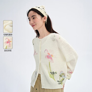 飛鳥(niǎo)和新酒休閑印花針織衫女2025春夏季新款圓領(lǐng)百搭白色圓領(lǐng)毛衫 其他本白（夏季薄款） S