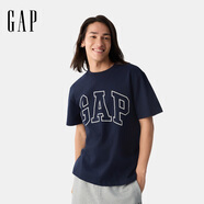 GAP男女裝2025春季新款純棉印花logo短袖T恤寬松休閑上衣725617 海軍藍(lán) 2XL (185/104A) 亞洲尺碼
