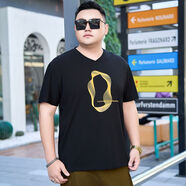 大依優(yōu)型夏季新款圓領短袖t恤男士加肥加大碼寬松休閑百搭體恤衫 黑色 5XL