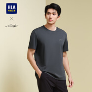 海瀾之家（HLA）短袖T恤男款輕商務(wù)時(shí)尚系列繡花短袖男夏季 【涼感抗菌防螨】深灰ES L 175/92A  推薦69-75kg