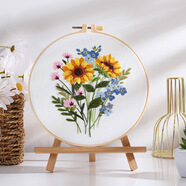 云創(chuàng)典 diy手工刺繡材料包 初學(xué)者自己繡花卉刺繡含繡繃 生日禮物 繽紛時光5(材料包+仿竹繡繃20cm) 30*30cm（不含三角架）