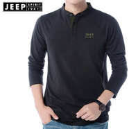 吉普（JEEP）長(zhǎng)袖t恤男春秋季新款寬松運(yùn)動(dòng)休閑大碼衛(wèi)衣純色大碼棉質(zhì)上衣男 5001黑色 XL(建議151-165斤)