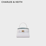 CHARLES&KEITH金屬扣帶凱莉包婚包手提單肩包包女包生日禮物CK2-50270880 Pearl珍珠色 S