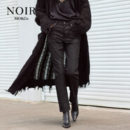 MO&Co.【NOIR系列】牛仔褲微彈重工洗磨修身鉛筆褲小腳褲摩安珂 牛仔黑色 S 26