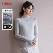 班尼路（Baleno）一體絨純色半高領毛衫長袖女春秋季2025年加絨保暖顯瘦內搭上衣