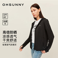OhSunny防曬衣女春夏護臉透氣防紫外線(xiàn)大帽檐寬松戶(hù)外連帽外套防曬服 暗夜黑 M